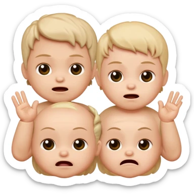 composed of 3 baby 67 brainrots, they all appear to have different emotions. The one on the middle appears to be happy doing the 67 hand gesture while blushing, the one on the right looks angry, looking to fight, and finally, the one on the left looks sad, tired. sticker