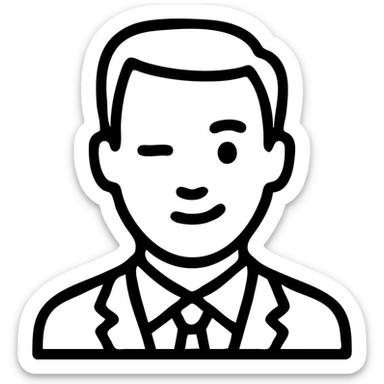 Barney Stinson from How I Met Your Mother, winking, outlined icon style sticker