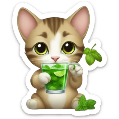 baby sherlock holmes cat drinking mojito sticker