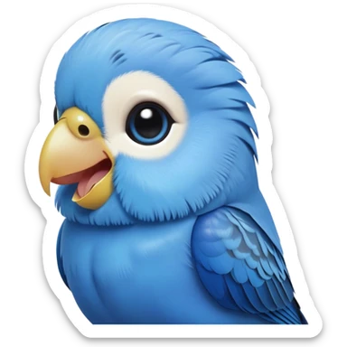 cinematic-comical-blue-budgie-portrait-emoji,-head-tilted-dramatically-with-an-exaggeratedly-amused-expression,-featuring-a-striking-blue-feathered-fur-with-a-glossy-finish,-wide,-expressive-dark-eyes-filled-with-playful-disbelief sticker