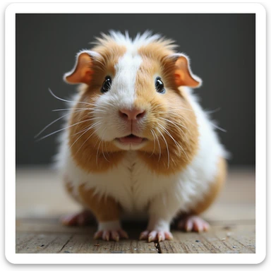 a natural-looking guinea pig with boba pearls, realistic details, photorealistic style sticker