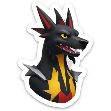 Black Cool Edgy Nargacuga-Houndoom-Garchomp Fakémon  with White and Red and yellow and black Edgy markings sticker