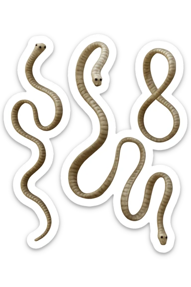 CINQUE PARASSITI COME LA TENIA FLUTTUANO IN ARIA, iperrealistico 4k sticker