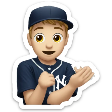 Child like hands desperately grasping at the virtual Yankees ticket sticker