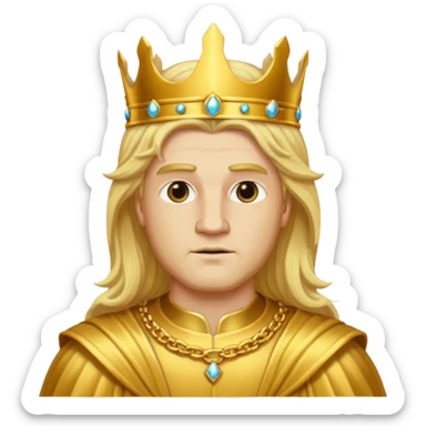 King Midas with long blonde hair, gold outfit sticker