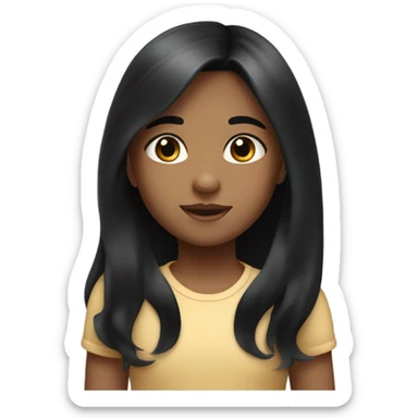 Black hair black eyed little tanned long hair girl  sticker