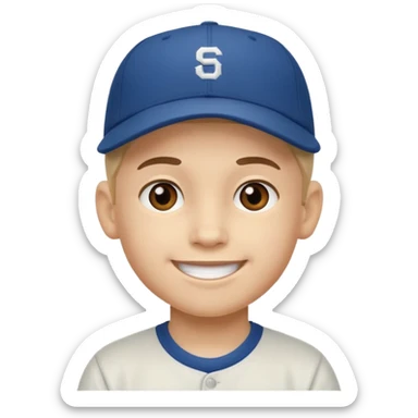 happy boy in baseball cap sticker