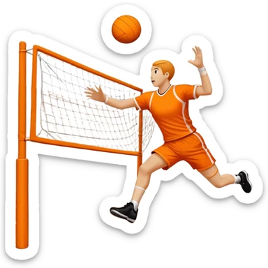 A handball on the court, with the goalposts in the background. The scene captures the ball mid-flight as it heads toward the goal, emphasizing the dynamic and fast-paced nature of the game, with clear court lines and a sense of movement in the air. sticker