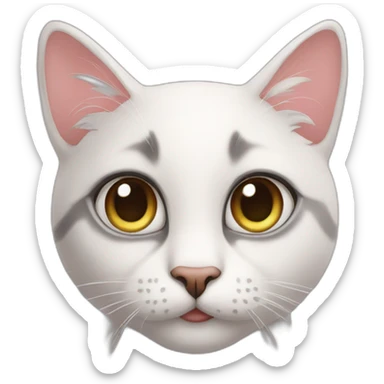 cat cute whit false lashes sticker