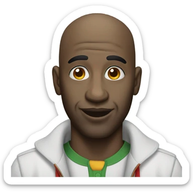 Bald black man with clown makeup sticker