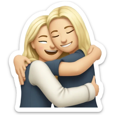 Hug two Caucasian girlfriends sticker