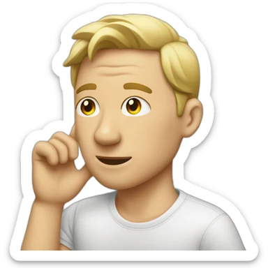 white man touch his ear sticker