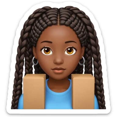Black girl with box braids sticker