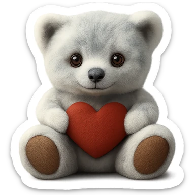 Make the teddy bear's fur a mix of realistic blue and white with soft lighting. Remove the background to make it transparent. The style should be realistic and natural looking. sticker