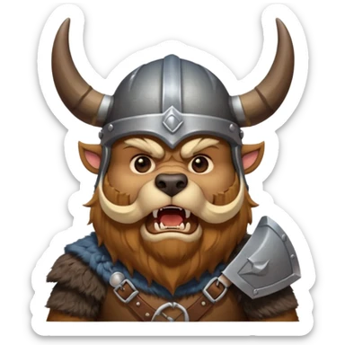 Viking Bear wearing horned helmet growling sticker