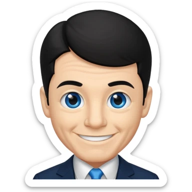 Shemp Howard from the Three Stooges with blue eyes, black hair, black suit sticker