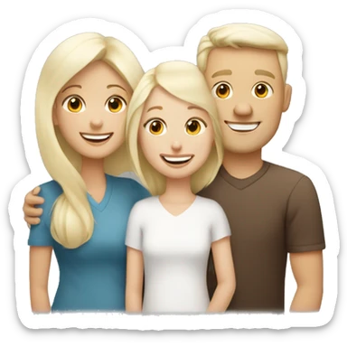 white blonde daughter with white brunette mom and white ginger dad all smiling and hugging sticker