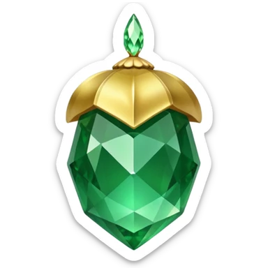 sparkling emerald Acorn like diamond with stem made of gold sticker