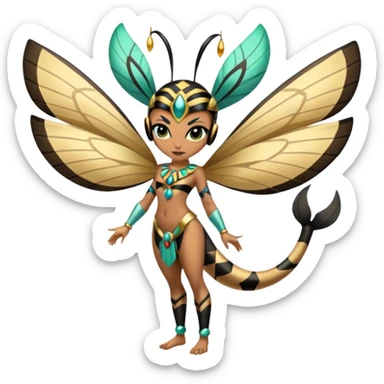  Egyptian Smooth Soft Glossy Tribal Exotic Colorful Tropical Meloetta-Queenbee-Venom-Heliolisk-Helioptile-fusion, full body, tribal markings  sticker