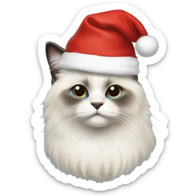 Birman Cat with santa hat sticker