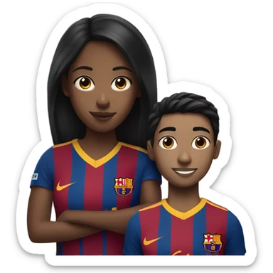 black hair girl with football barcelona player  sticker