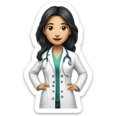 squatting doctor girl with dark hair sticker