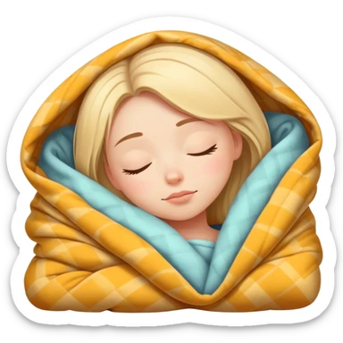 Girl sleeping in folded blanket  sticker