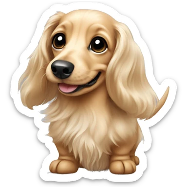 Mini long haired cream dachshund puppy smiling sticker