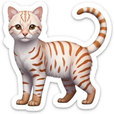 Realistic albino albinism colorful shiny glossy smooth whitish pastel wild natural elegant lifelike Pallas-cat-ocicat-ocelot-Rusty-spotted-cat-fusion-hybrid-animal-creature, full body, hyper-realism sticker