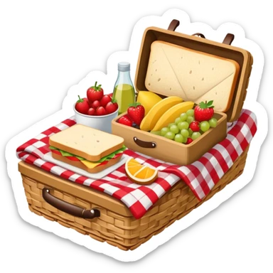 picnic with red and white checkered blanket sticker