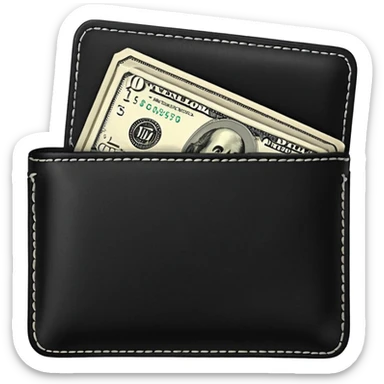 blow wallet with a single one dollar bill inside, just one dollar sticker