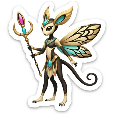 Ancient Egyptian Tribal Exotic Colorful Tropical Meloetta-Venom-Heliolisk-Helioptile-fusion, full body, tribal markings  sticker