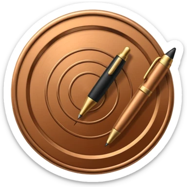 generate a token like a regular, real-life coin with an image of a pen in the middle sticker