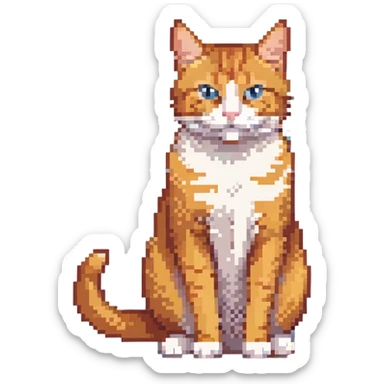 orange tabby cat sitting position, showing full body sticker