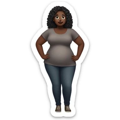 Curvy dark skinned woman with a big belly sticker