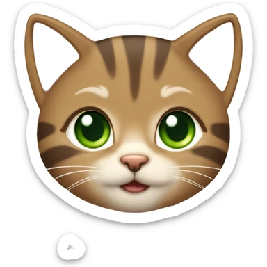 extremely cute kawaii brown tabby girl kitten with green eyes sticker