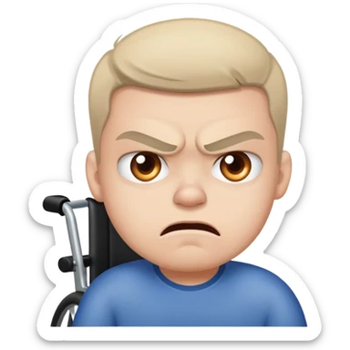 An angry autistic person in a wheelchair sticker