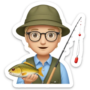 Accountant who wears glasses and loves fishing with fair skin and bold spot sticker