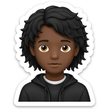 Menino de 15 anos de cabelo ondulado preto e de roupa preta sticker