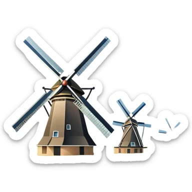 cinematic-realistic-kinderdijk-windmills-landmark-emoji,-showcasing-traditional-dutch-windmills-aligned-along-a-tranquil-canal,-with-lush-green-fields,-soft-ripples-in-the-water. sticker