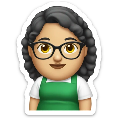 mexican chubby lady green apron  with glasses cooking tacos sticker