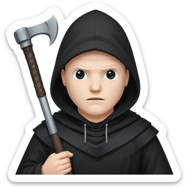 an executioner with a black hood so we can't see his face but only his eyes and an axe in his hand sticker