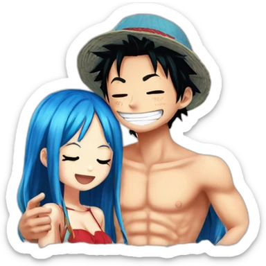 luffy et Nami bisous sticker