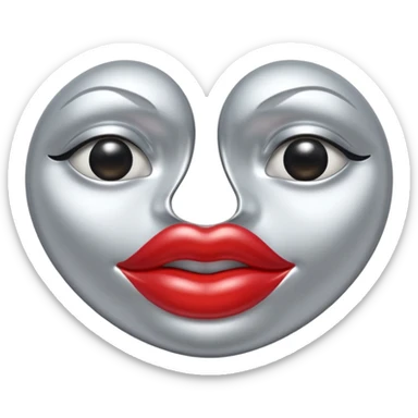 A seductive pair of slightly parted lips emoji made of liquid silver chrome, smooth glossy metallic surface, soft sensual curves, subtle reflections, luxury sexy aesthetic, minimal iOS emoji style, centered composition, clean white background, soft studio lighting, no text sticker