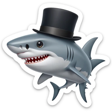 shark wearing a fancy black top hat sticker