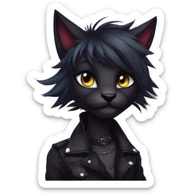 Edgy sharp anthro punk black cat furry by Falvie, LiLaiRa, griffsnuff, AngieWolf sticker