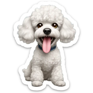 Miniature poodle with tongue out sticker