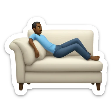 a person resting on a sofa in the living room sticker