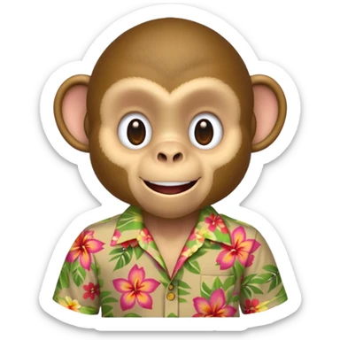 Monkey – cheeky grin, wearing floral aloha shirt. sticker