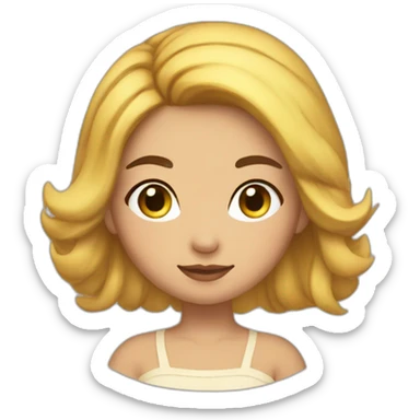 She is a girl with black and yellow streaks in her hair, with a round face, almond-shaped eyes, a lovely mouth, beautiful eyebrows, and slightly chubby cheeks. sticker